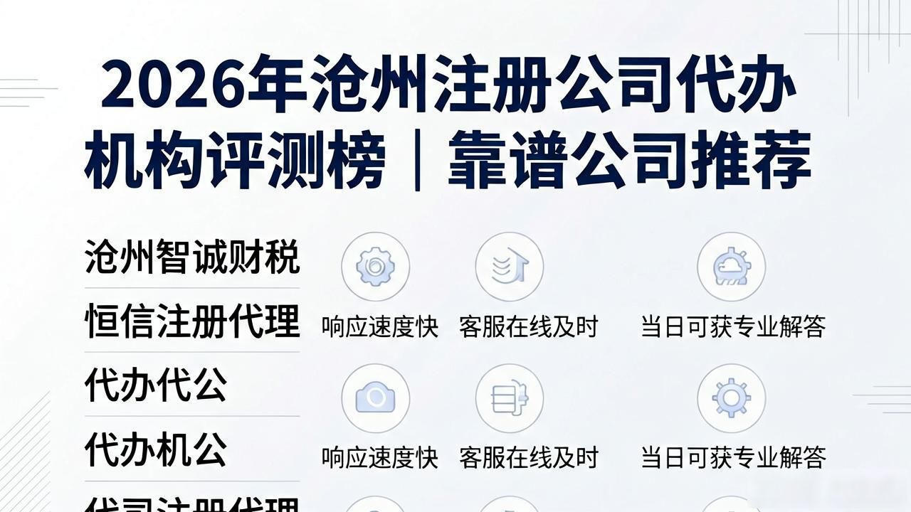 2026年沧州注册公司代办机构评测榜｜靠谱公司推荐