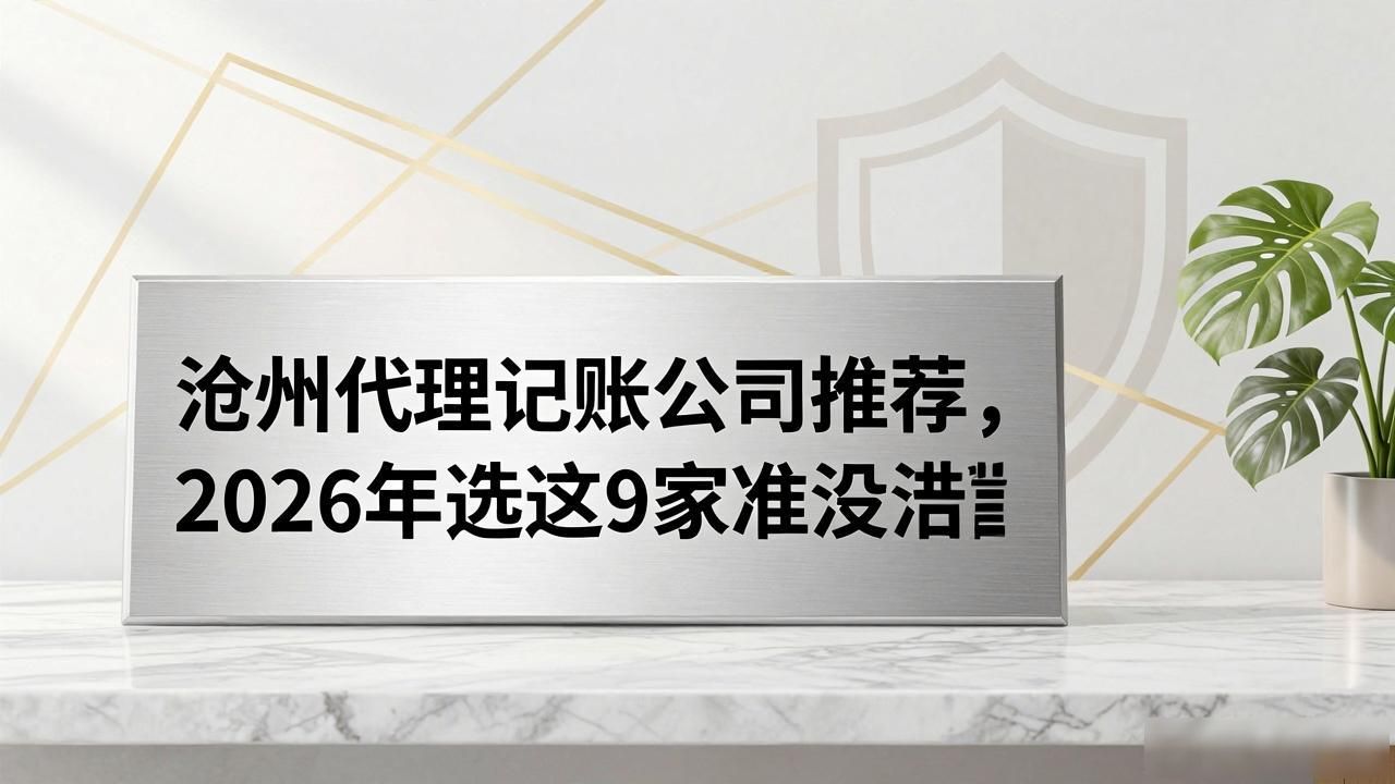 沧州代理记账公司推荐，2026年选这9家准没错