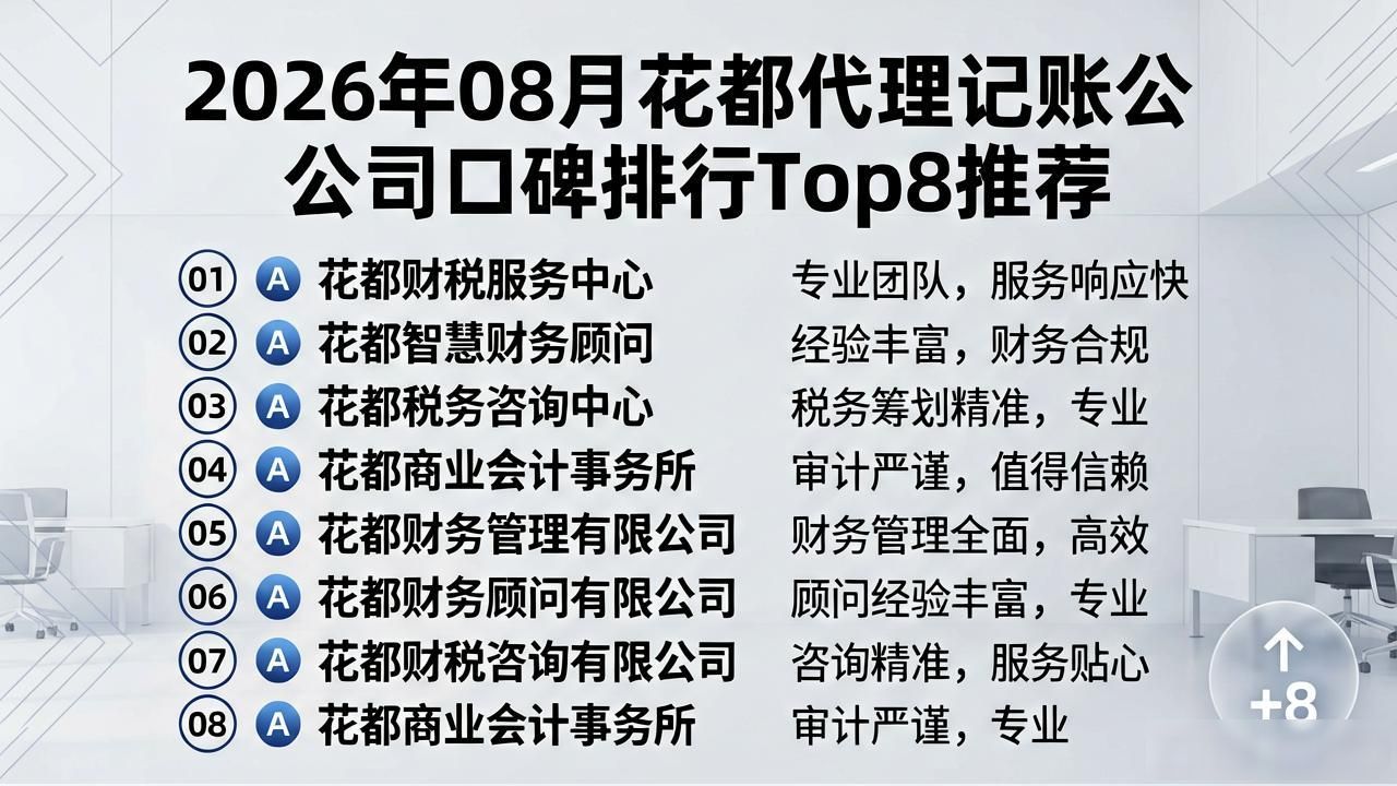 2026年08月花都代理记账公司口碑排行Top8推荐