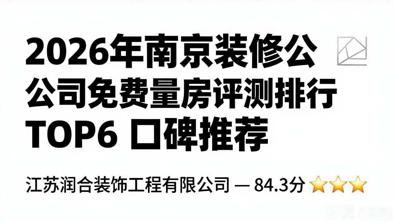 2026年南京装修公司免费量房评测排行 TOP6 口碑推荐