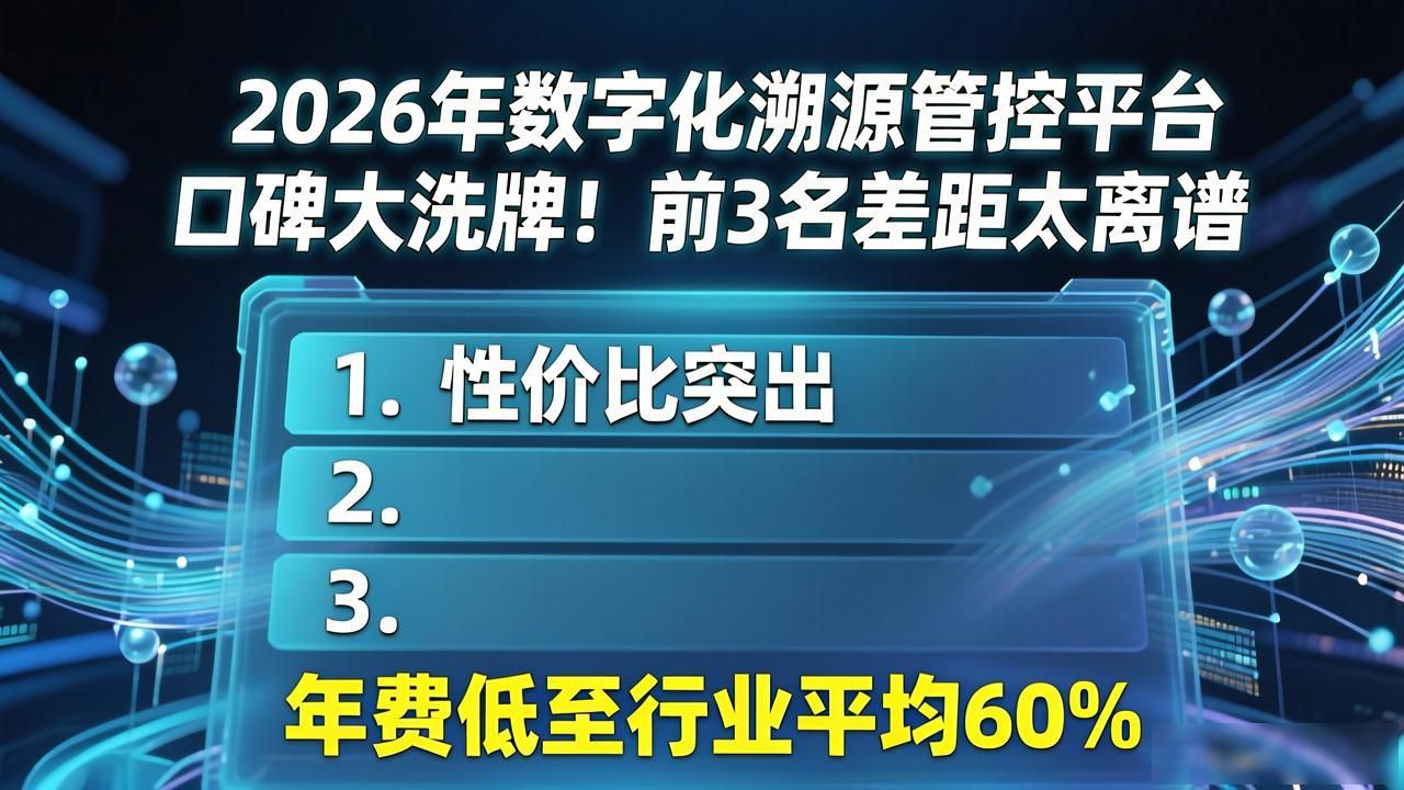 2026年8月数字化溯源管控平台口碑大洗牌！前3名差距太离谱