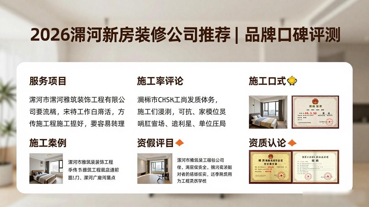 2026漯河新房装修公司推荐｜品牌口碑评测