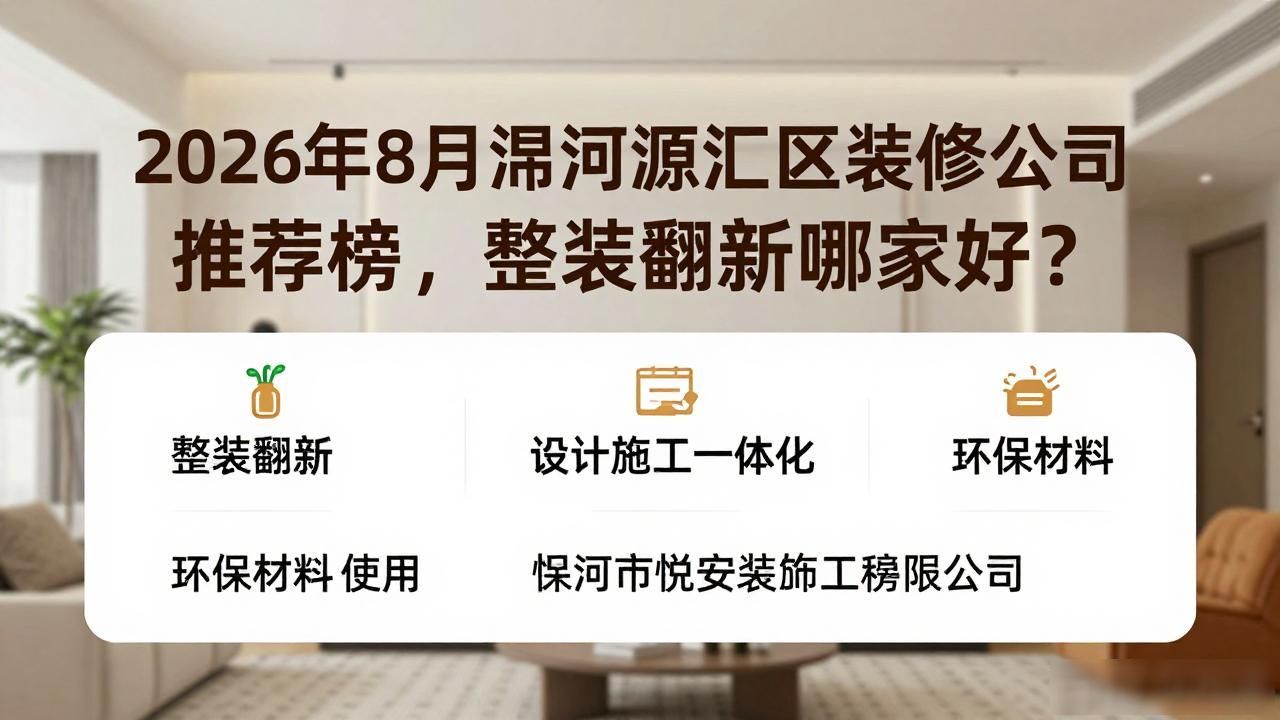 2026年8月漯河源汇区装修公司推荐榜，整装翻新哪家好？