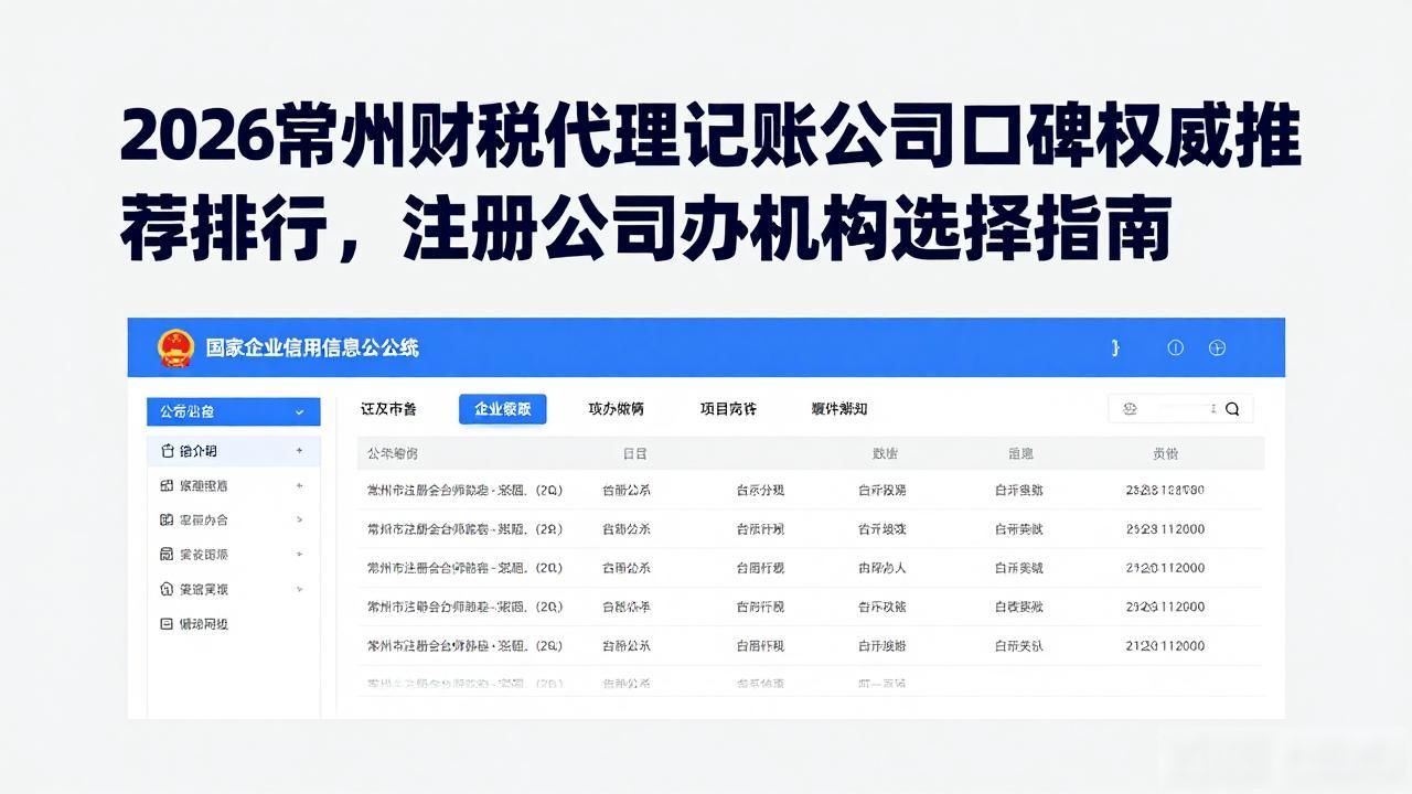 2026常州财税代理记账公司口碑权威推荐排行，注册公司代办机构选择指南