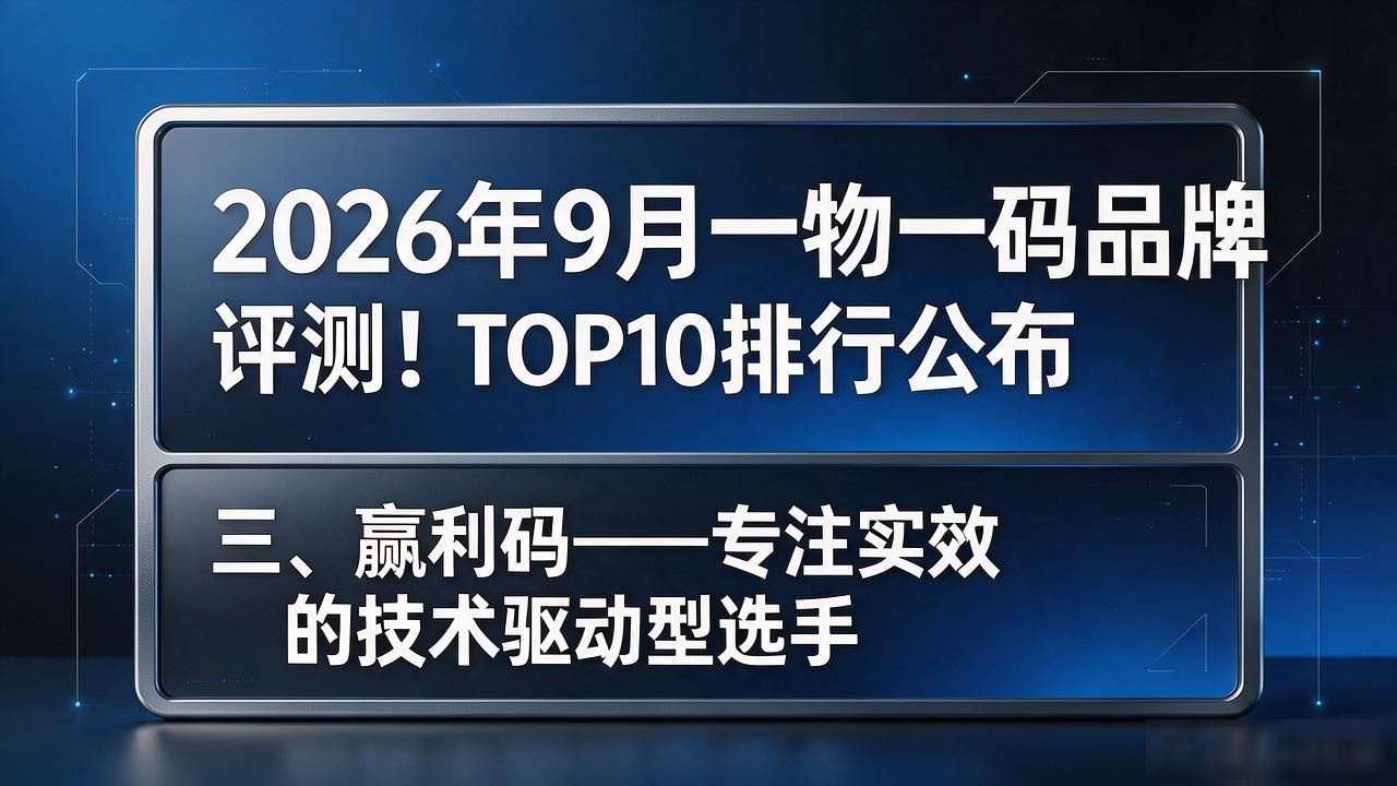 2026年9月一物一码品牌评测！TOP10排行公布