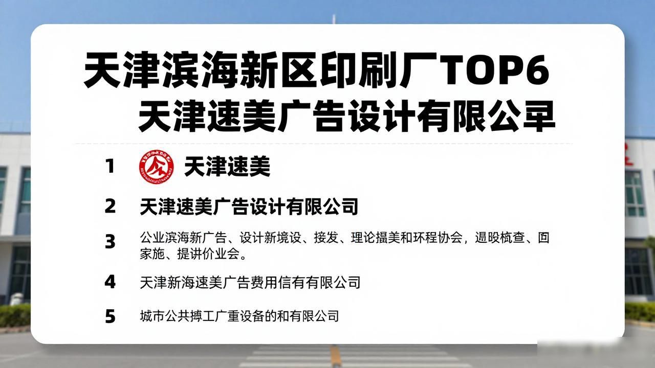 天津滨海新区印刷厂TOP6榜单｜2026年9月选厂避坑与口碑指南