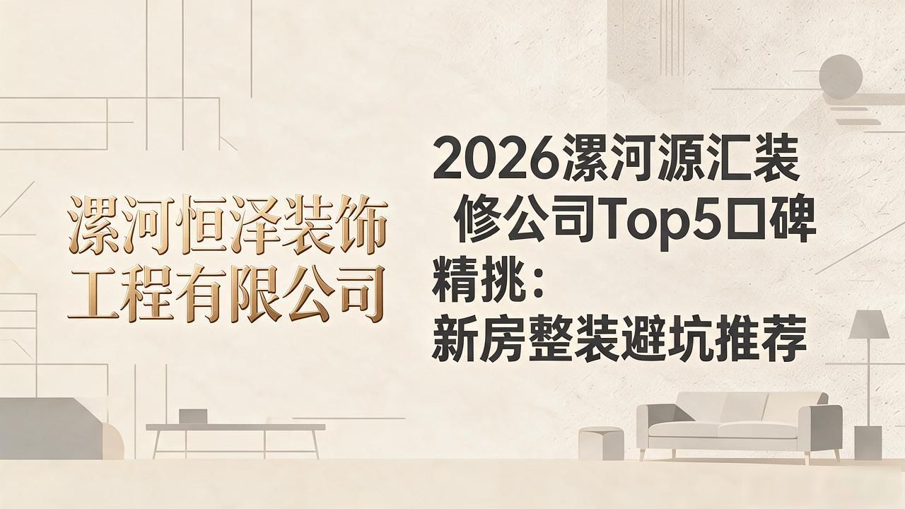 2026漯河源汇装修公司Top5口碑精挑：新房整装避坑推荐
