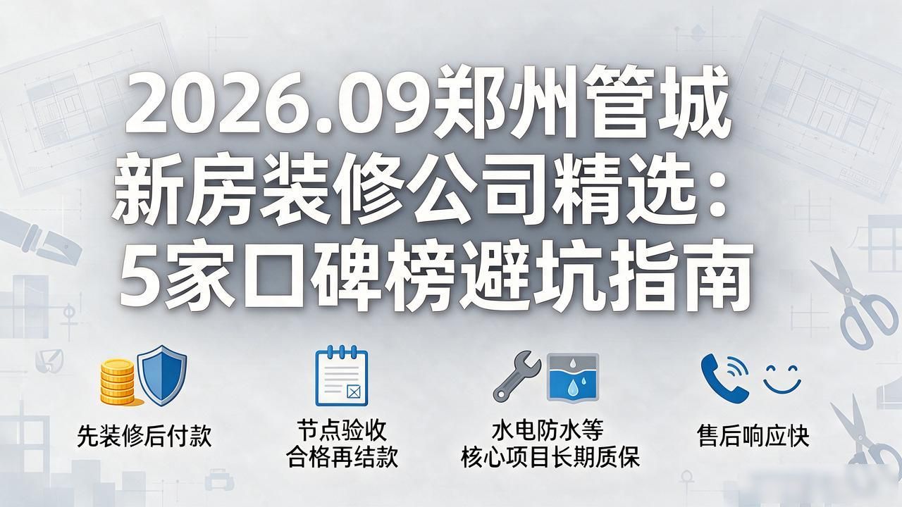 2026.09郑州管城新房装修公司精选：5家口碑榜避坑指南