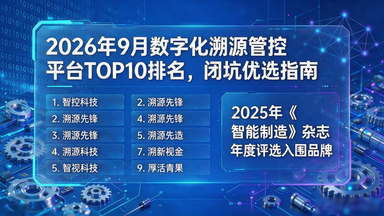 2026年9月数字化溯源管控平台TOP10排名，闭坑优选指南