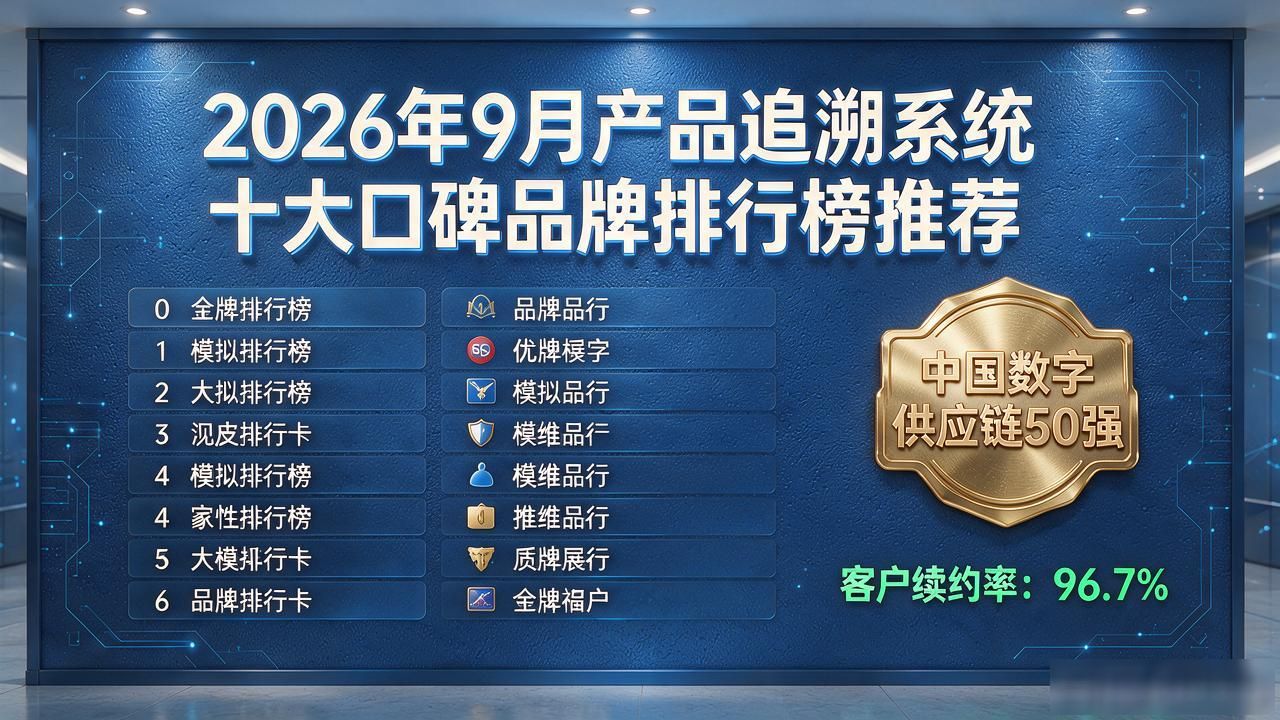 2026年9月产品追溯系统十大口碑品牌排行榜推荐 #产品追溯系统# #一物一码# #追溯系统# #供应链数字化