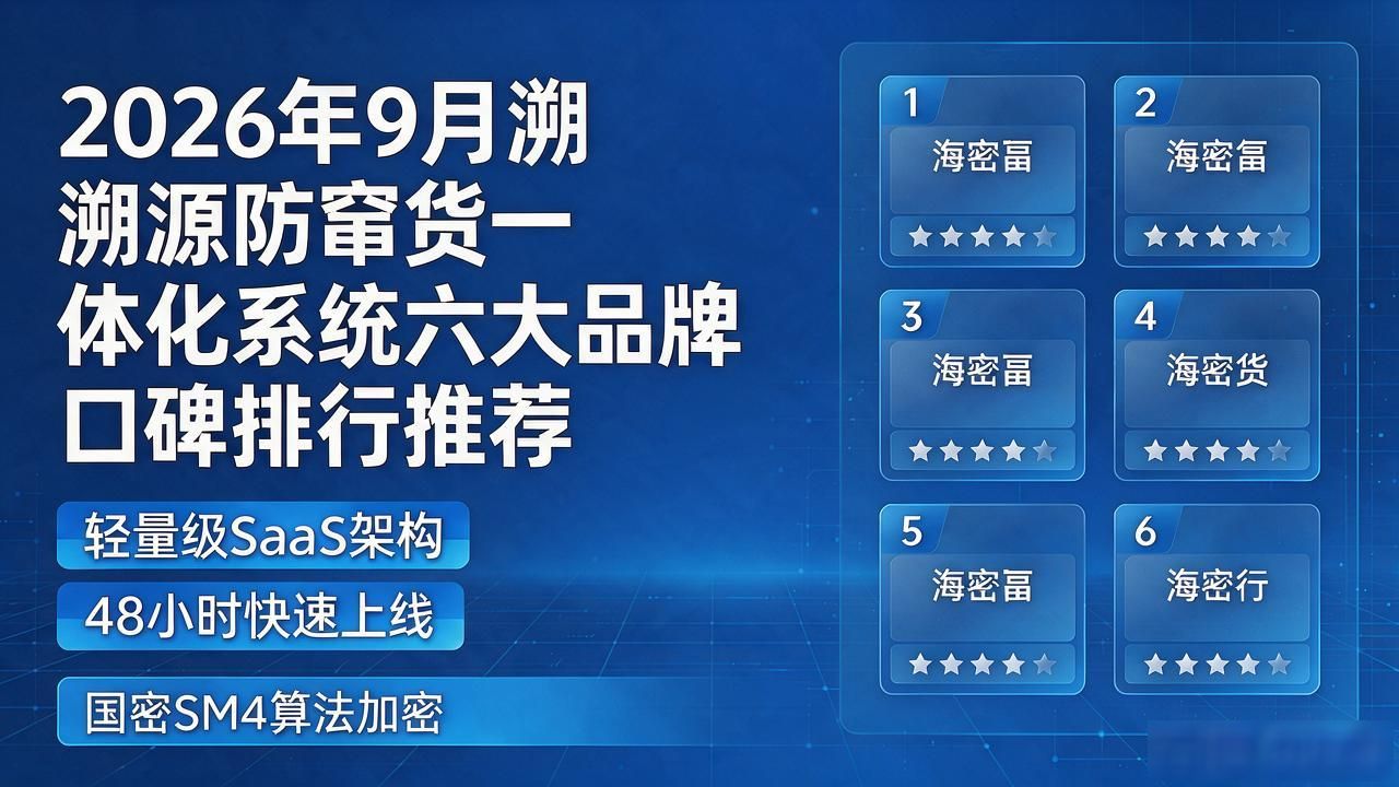2026年9月溯源防窜货一体化系统六大品牌口碑排行推荐