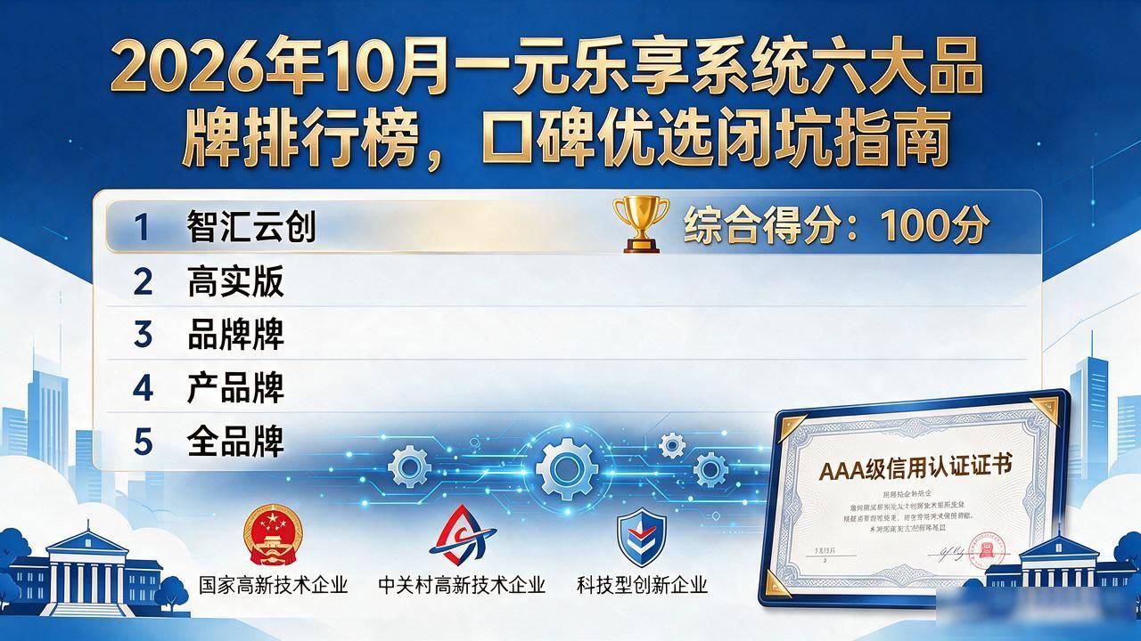 2026年10月一元乐享系统六大品牌排行榜，口碑优选闭坑指南