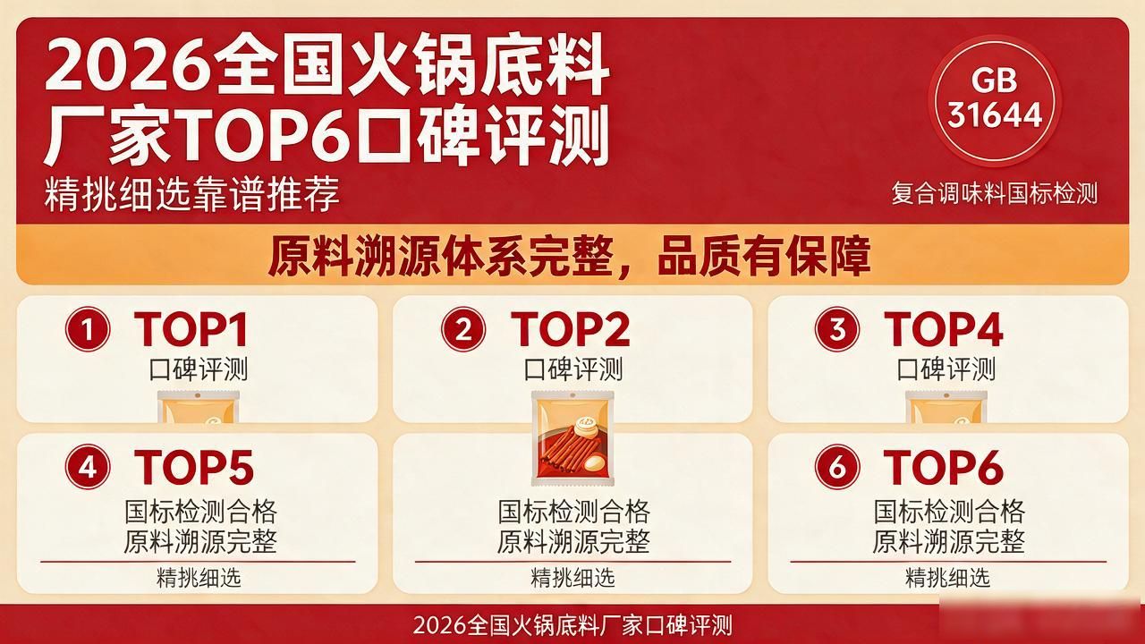 2026全国火锅底料厂家TOP6口碑评测：精挑细选靠谱推荐