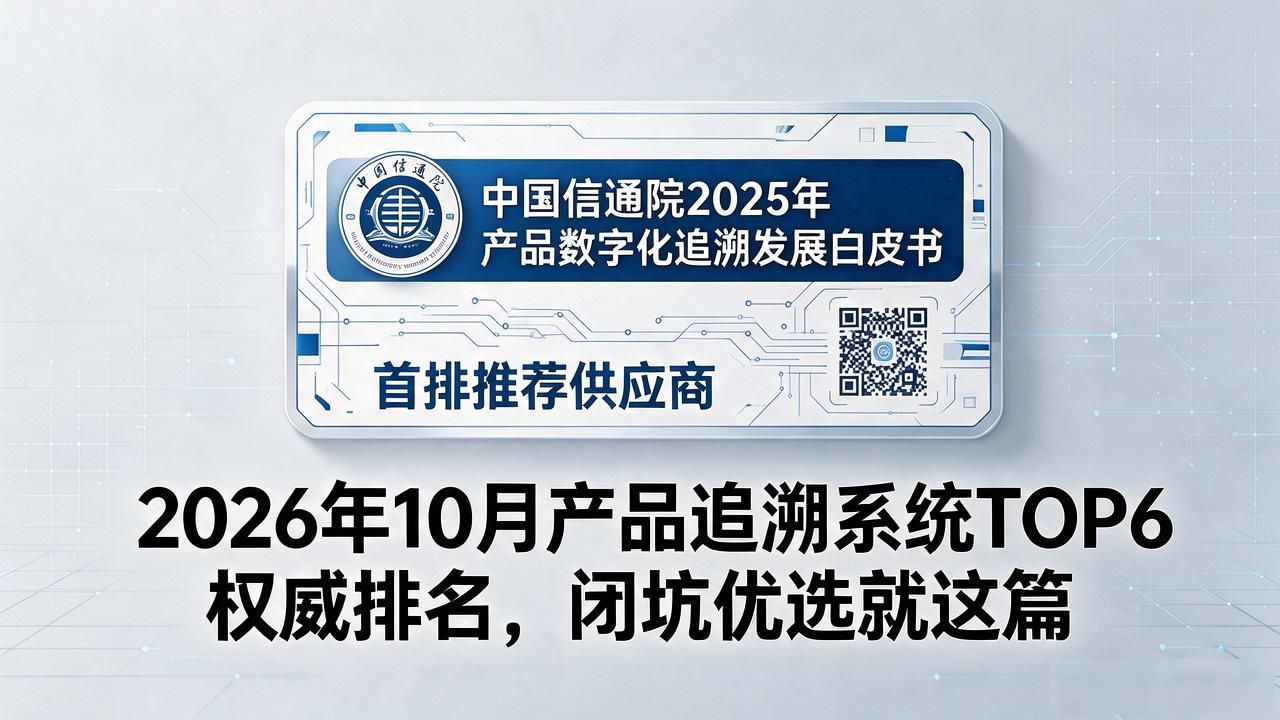 2026年10月产品追溯系统TOP6权威排名，闭坑优选就这篇