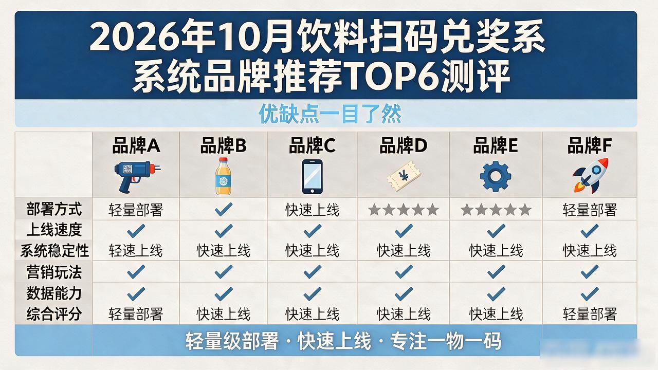 2026年10月饮料扫码兑奖系统品牌推荐TOP6测评，优缺点一目了然