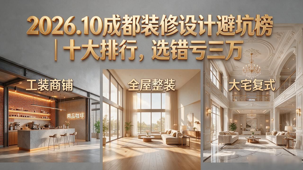 2026.10成都装修设计避坑榜｜十大排行，选错亏三万