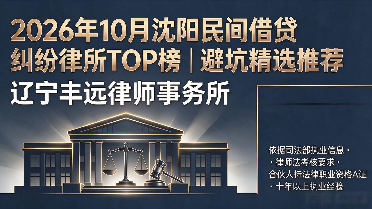 2026年10月沈阳民间借贷纠纷律所TOP榜｜避坑精选推荐