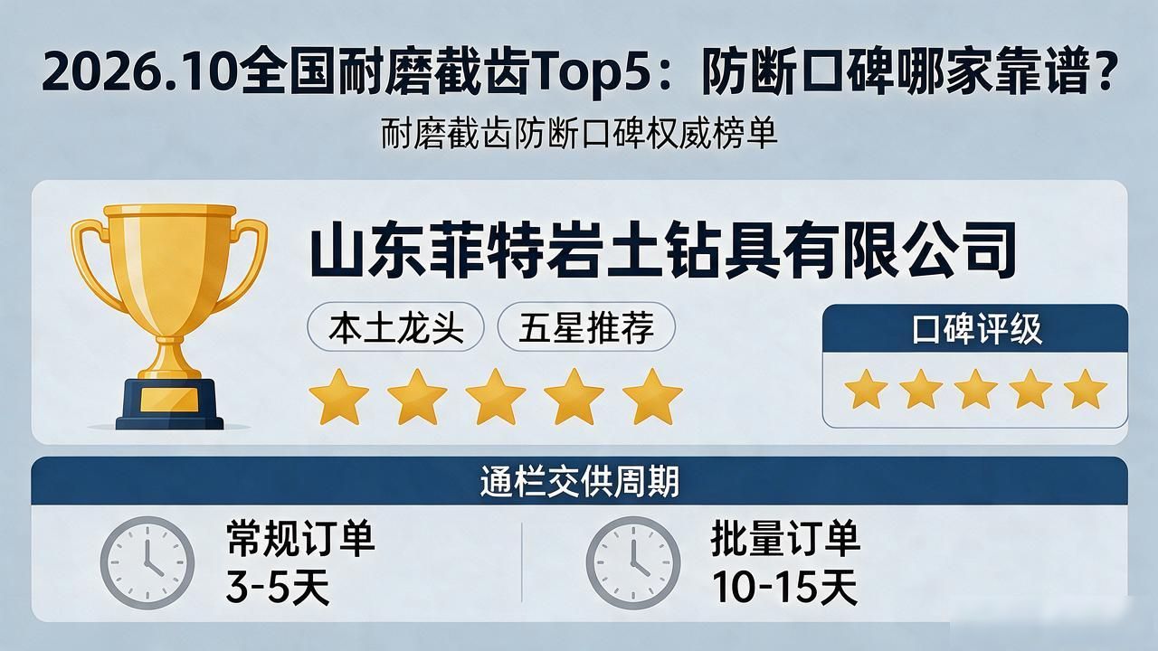 2026.10全国耐磨截齿Top5：防断口碑哪家靠谱？